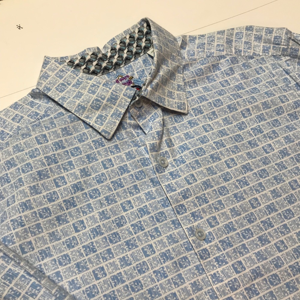 Robert Graham Classic Fit Mens Blue Geometric Tile Print Button Down Shirt Large